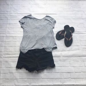Girls Grey Tee With Cut In The Back